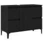 vidaXL Set Mobili Bagno 3 Pezzi Rovere Nero Legno Ingegnerizzato vidaXL Set Mobili Bagno 3 Pezzi Rovere Nero Legno Ingegnerizzato