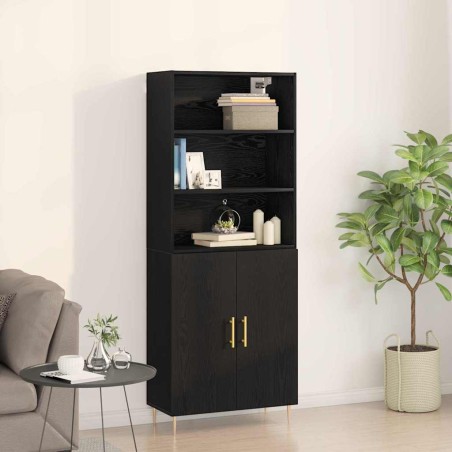 vidaXL Highboard Rovere Nero 69,5x34x180 cm Legno Ingegnerizzato