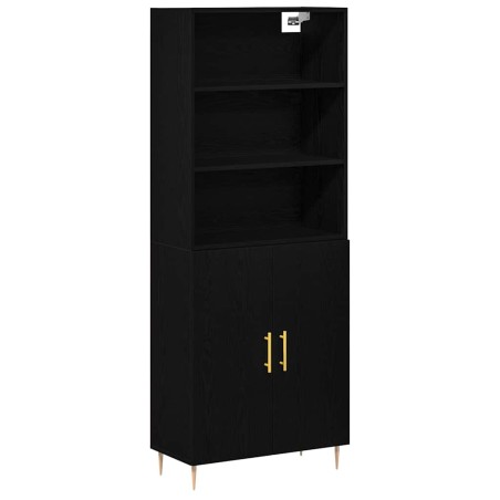 vidaXL Highboard Rovere Nero 69,5x34x180 cm Legno Ingegnerizzato