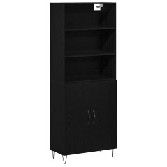 vidaXL Highboard Rovere Nero 69.5x34x180 cm Legno Ingegnerizzato