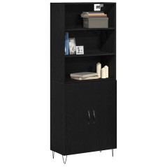 vidaXL Highboard Rovere Nero 69.5x34x180 cm Legno Ingegnerizzato