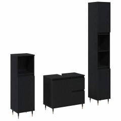 vidaXL Set di mobili da bagno 3 pezzi in legno ingegnerizzato quercia nera