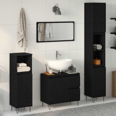 vidaXL Set di Mobili da Bagno in 3 Pezzi Rovere Nero Legno Ingegnerizzato