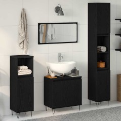 vidaXL Set Mobili Bagno 3 Pezzi Rovere Nero Legno Ingegnerizzato