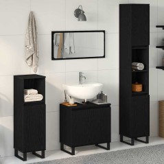vidaXL Set di mobili per bagno a 3 pezzi in legno ingegnerizzato nero