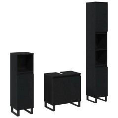 vidaXL Set di mobili per bagno a 3 pezzi in legno ingegnerizzato nero