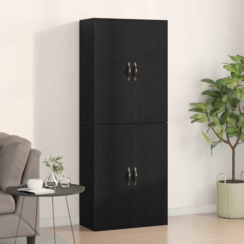 vidaXL Armadi 2 pz Nero Rovere 69,5x34x180 cm in Legno Ingegnerizzato
