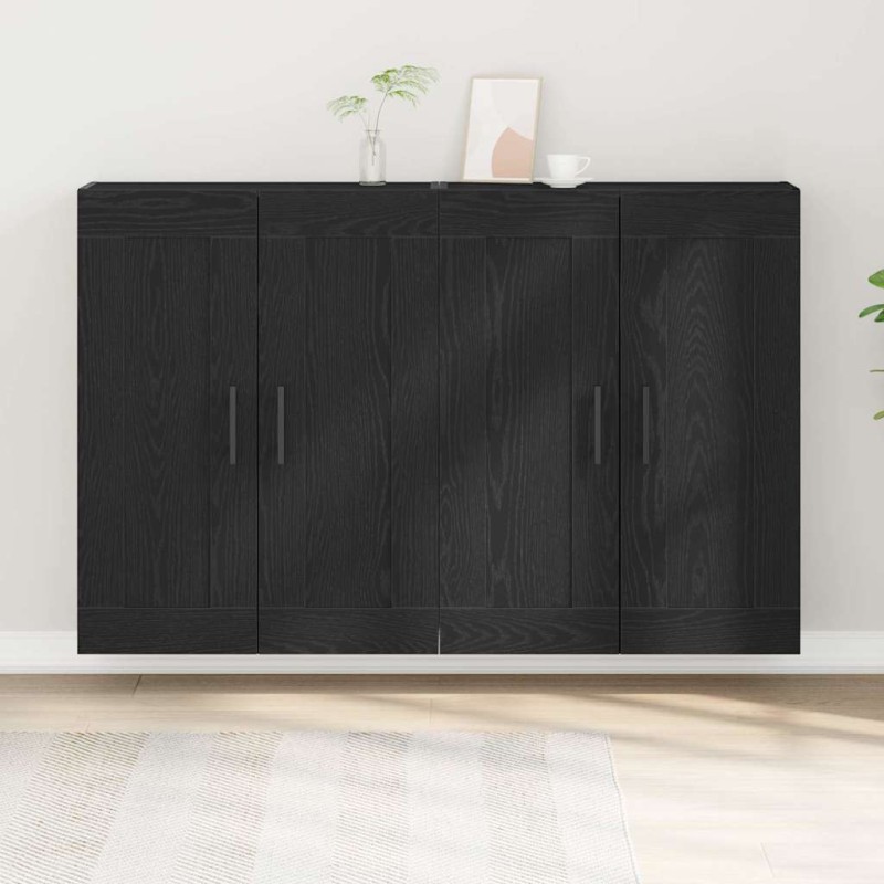 vidaXL Armadi a Muro 2 pz Rovere Nero Legno Ingegnerizzato vidaXL Armadi a Muro 2 pz Rovere Nero Legno Ingegnerizzato