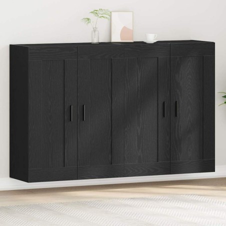 vidaXL Armadi a Muro 2 pz Legno Ingegnerizzato Rovere Nero