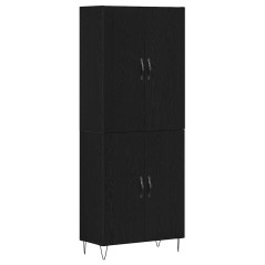 vidaXL Highboard Nero Rovere 69,5x34x180 cm Legno ingegnerizzato