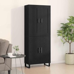 vidaXL Highboard Rovere Nero 69.5x34x180 cm Legno Ingegnerizzato