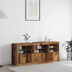 vidaXL Credenza con luci LED Legno vecchio 162x37x67 cm Legno ingegnerizzato