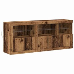 vidaXL Credenza con luci LED Legno vecchio 162x37x67 cm Legno ingegnerizzato