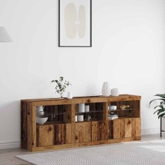 vidaXL Credenza con Luci LED Legno Vecchio 181,5x37x67 cm Legno Ingegnerizzato