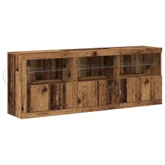 vidaXL Credenza con Luci LED Legno Vecchio 181,5x37x67 cm Legno Ingegnerizzato