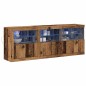 vidaXL Credenza con Luci LED Legno Vecchio 181,5x37x67 cm Legno Ingegnerizzato