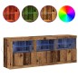 vidaXL Credenza con Luci LED Legno Vecchio 181,5x37x67 cm Legno Ingegnerizzato
