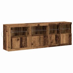 vidaXL Credenza con Lucernari LED Legno Invecchiato 202x37x67 cm Legno Ingegnerizzato