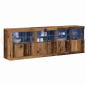 vidaXL Credenza con Lucernari LED Legno Invecchiato 202x37x67 cm Legno Ingegnerizzato vidaXL Credenza con Lucernari LED Legno Invecchiato 202x37x67 cm Legno Ingegnerizzato