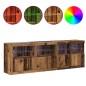 vidaXL Credenza con Lucernari LED Legno Invecchiato 202x37x67 cm Legno Ingegnerizzato vidaXL Credenza con Lucernari LED Legno Invecchiato 202x37x67 cm Legno Ingegnerizzato