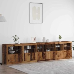 vidaXL Credenza con Luci LED Legno Vecchio 283x37x67 cm Legno Ingegnerizzato