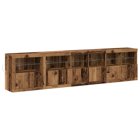 vidaXL Credenza con Luci LED Legno Vecchio 283x37x67 cm Legno Ingegnerizzato