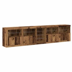 vidaXL Credenza con luci LED Legno vecchio 283x37x67 cm Legno ingegnerizzato