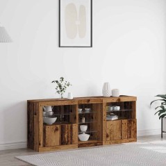 vidaXL Credenza con luci LED Legno invecchiato 162x37x67 cm Legno ingegnerizzato