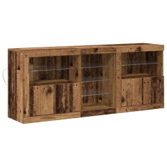 vidaXL Credenza con luci LED Legno invecchiato 162x37x67 cm Legno ingegnerizzato