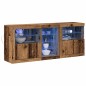 vidaXL Credenza con luci LED Legno invecchiato 162x37x67 cm Legno ingegnerizzato