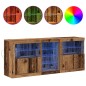 vidaXL Credenza con luci LED Legno invecchiato 162x37x67 cm Legno ingegnerizzato