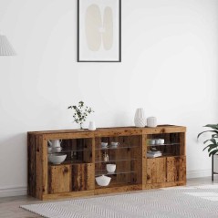 vidaXL Mobile TV con luci LED Legno vecchio 181,5x37x67 cm Legno ingegnerizzato