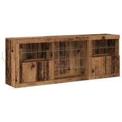 vidaXL Mobile TV con luci LED Legno vecchio 181,5x37x67 cm Legno ingegnerizzato