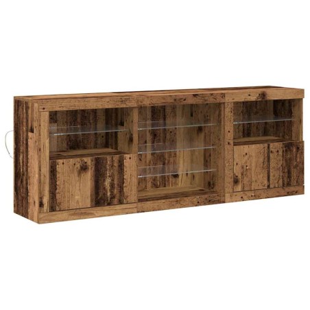 vidaXL Mobile TV con luci LED Legno vecchio 181,5x37x67 cm Legno ingegnerizzato