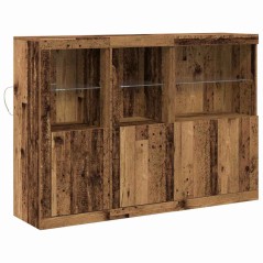 vidaXL Credenza con Luci LED Legno Vecchio 142.5x37x100 cm Legno Progettato
