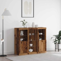 vidaXL Mobiletto con Luci LED Legno Antico 123x37x100 cm Legno Ingegnerizzato