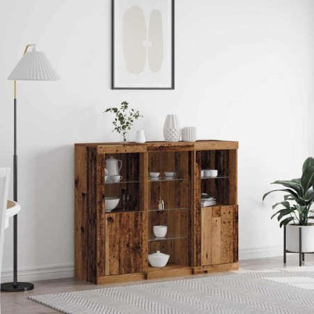 vidaXL Mobiletto con Luci LED Legno Antico 123x37x100 cm Legno Ingegnerizzato
