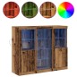 vidaXL Mobiletto con Luci LED Legno Antico 123x37x100 cm Legno Ingegnerizzato