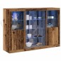 vidaXL Credenza con luci LED Legno Vecchio 143 x 37 x 100 cm Legno ingegnerizzato