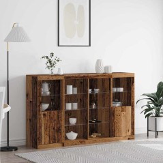 Credenza vidaXL con Luci LED Legno Antico 163x37x100 cm Legno Recuperato