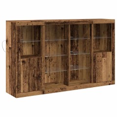 Credenza vidaXL con Luci LED Legno Antico 163x37x100 cm Legno Recuperato