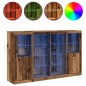 Credenza vidaXL con Luci LED Legno Antico 163x37x100 cm Legno Recuperato