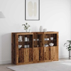 vidaXL Sideboard con luci LED Legno Vecchio 162x37x100 cm Legno ingegnerizzato