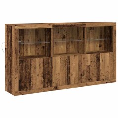 vidaXL Credenza con Luci LED Legno Vissuto 181.5x37x100 cm Legno Tecnico