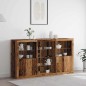 vidaXL Credenza con luci LED Legno invecchiato 181.5x37x100 cm Legno ingegnerizzato