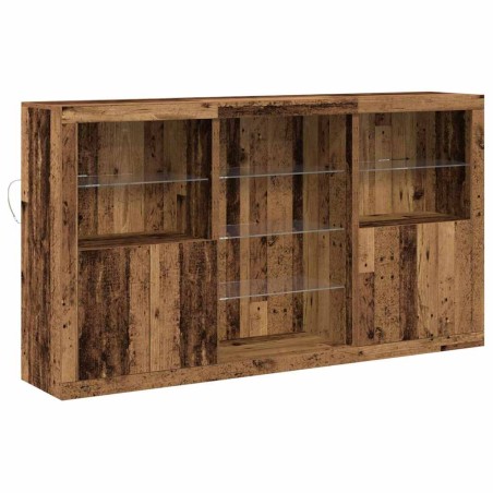 vidaXL Credenza con luci LED Legno invecchiato 181.5x37x100 cm Legno ingegnerizzato