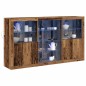 vidaXL Credenza con luci LED Legno invecchiato 181.5x37x100 cm Legno ingegnerizzato