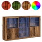 vidaXL Credenza con luci LED Legno invecchiato 181.5x37x100 cm Legno ingegnerizzato