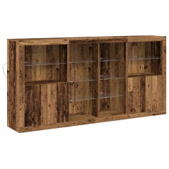 vidaXL Credenza con luci LED Legno Vecchio 202x37x100 cm