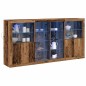 vidaXL Credenza con luci LED Legno Vecchio 202x37x100 cm